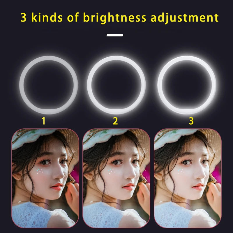 USB Rechargeable LED Selfie Ring Light Mobile Phone Fill Light Lens LED Selfie Lamp Ring For iPhone Samsung Xiaomi Huawei OPPO