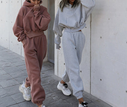 Women Warm Hoodie and Pants Set