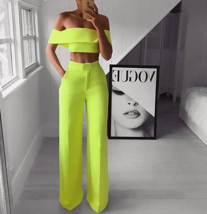 Cropped Top + Long Trousers Set